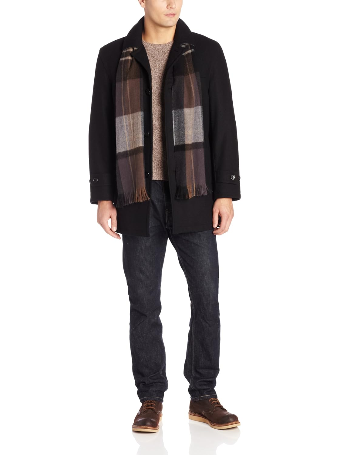 london fog mens barrington car coat with scarf